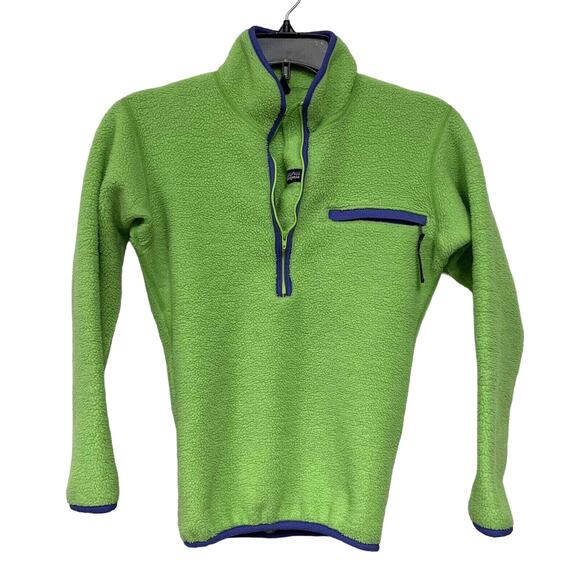 Vintage Patagonia Lime Green Fleece 1/4 Zip Large Made In USA Size XS